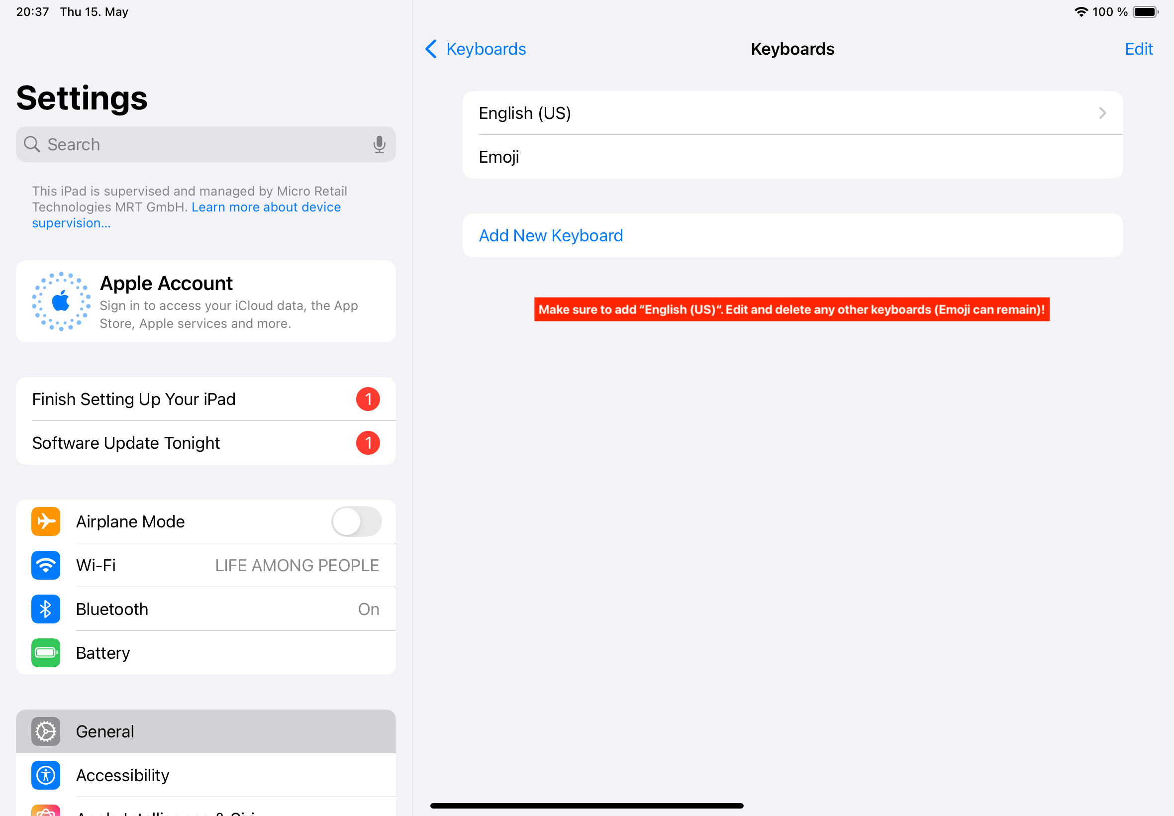 iPad Settings Step 1